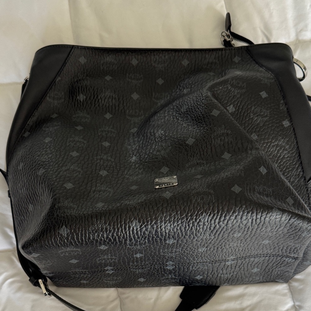 MCM Black Monogram Backpack